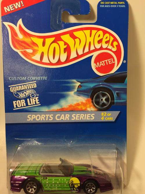 Hot Wheels - Custom Corvette - 1996 Sports Car Series #2  - Purple - Long Card