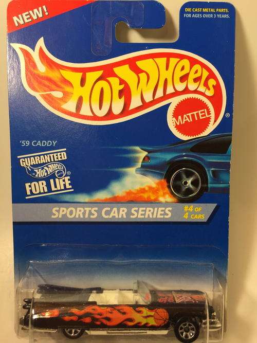 Hot Wheels - 59 Caddy  - 1996 Sports Car Series #4  - Purple - Long Card