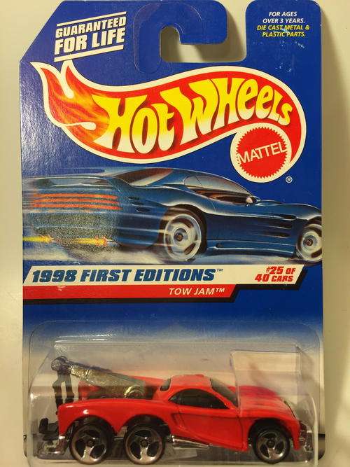 Hot Wheels - Tow Jam - 1998 First Editions #25 - Red - Long Card