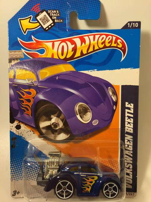 Hot Wheels - Volkswagen Beetle - 2012 Heat Fleet - Blue - Long Card