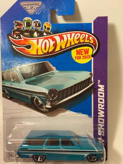 Hot Wheels - 64 Chevy Nova Station Wagon - 2013 Hot Wheels HW Showroom - Blue - Long Card