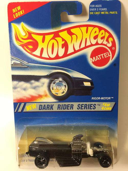 Hot Wheels - Rigor Motor - 1995 Dark Rider Series #4  - Black - Long Card -