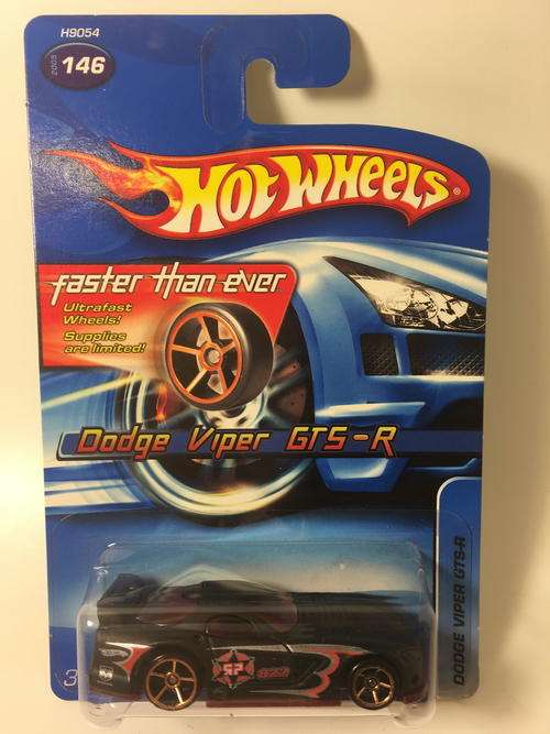 Hot Wheels - Dodge Viper GTS-R - 2005 Hot Wheels #146 - Black - Long Card