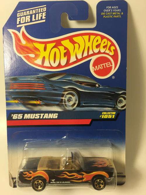 Hot Wheels - 65 Mustang - 1999 Hot Wheels #1051  - Black - Long Card