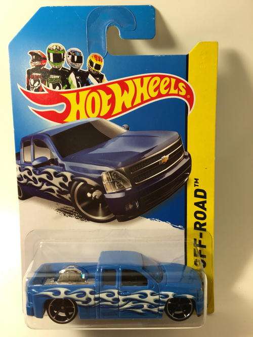 Hot Wheels - Chevy Silverado - 2014 Hot Wheels HW Off-Road Hot Trucks  - Blue - Long Card