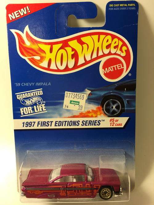 Hot Wheels - 59 Chevy Impala - 1997 First Editions #5  - Purple - Long Card