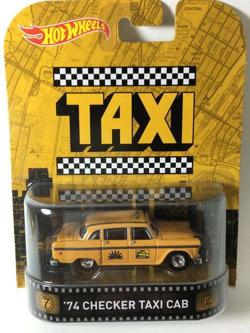 Hot Wheels - 74 Checker Taxi Cab - 2015 Entertainment Series Taxi - Yellow - Long Card