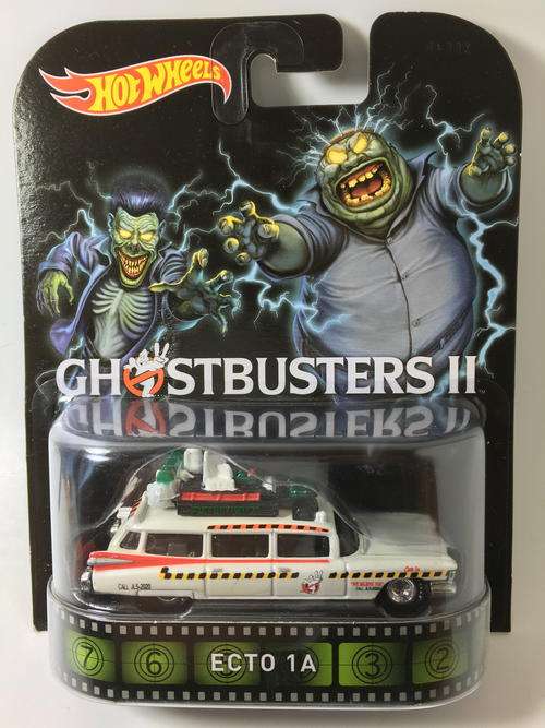 Hot Wheels - Ecto 1A - 2014 Retro Entertainment Series Ghostbusters II  - White - Long Card -