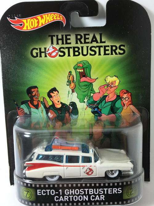 Hot Wheels - Ecto-1 Ghostbusters Cartoon Car - 2015 Entertainment Series-The Real Ghostbusters