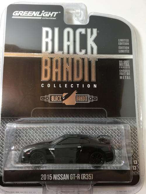 Greenlight-2015 Nissan GT-R (R35)-Greenlight - Black Bandit-Black-Blister Pack