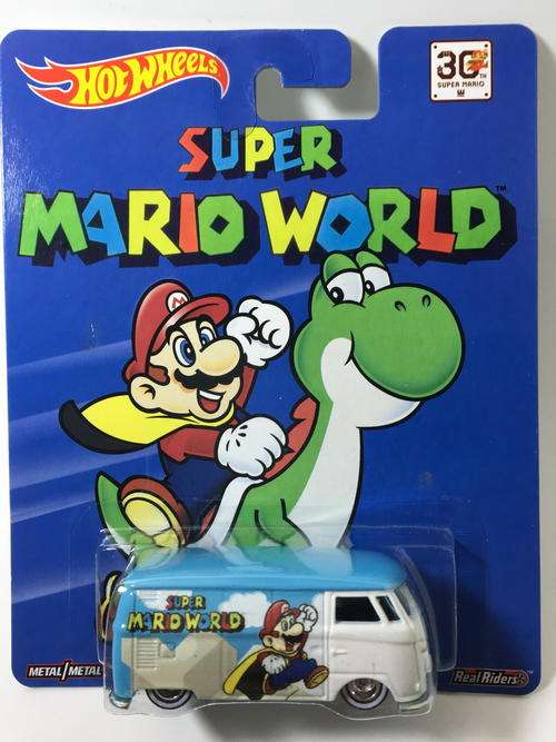 Hot Wheels-Volkswagen T1 Panel Bus-2015 Pop Culture Super Mario Bros-Blue-Long Card