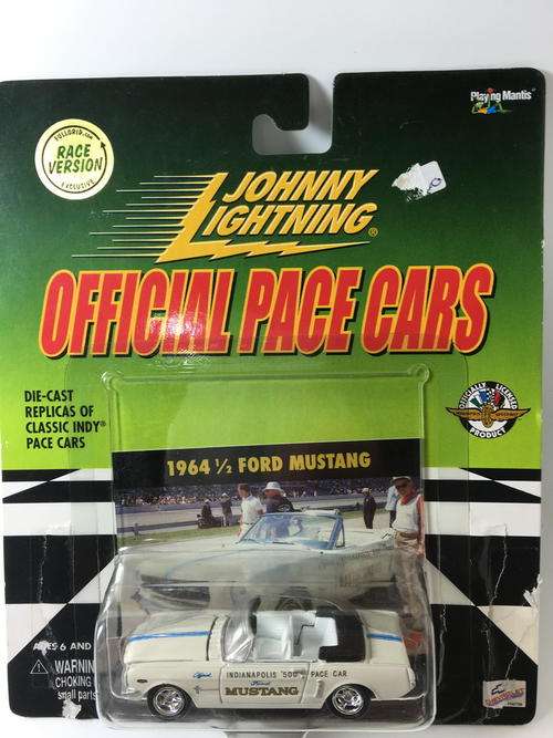 JL-1964 Ford Mustang-Johnny Lightning - Official Pace Cars-White-Blister Pack-Blister Damaged