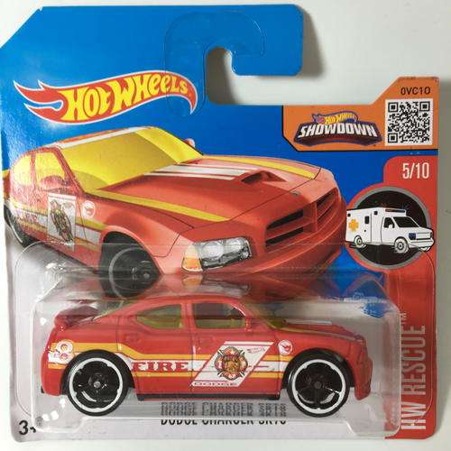 Hot Wheels-Dodge Charger SRT8-2016 Hot Wheels HW Rescue Treasure Hunt-Red-Carded-