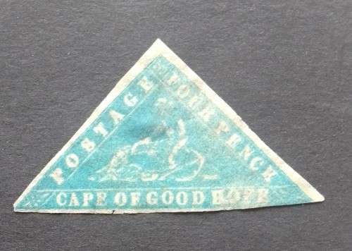 1861 4 pence  Woodblock Triangle rare error milky blue rare stamp not used no gum,has been hinged.