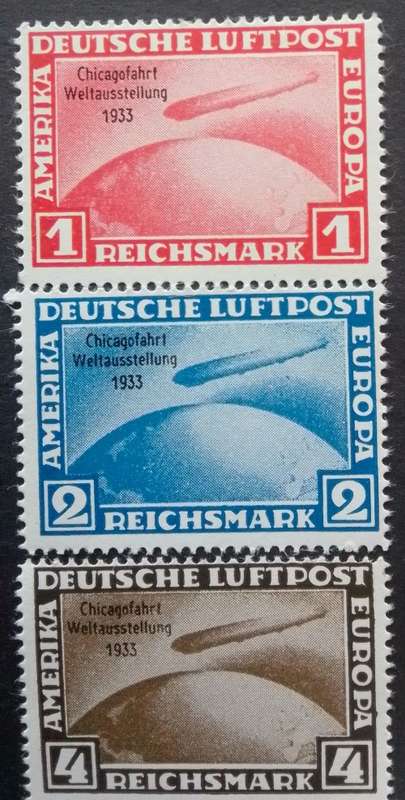 German luftpost mark 1-2-4 red ,blue and brown MNH in mint condition no wm.