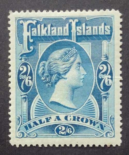 1898 blue Falkland islands VICTORIA HALF CROWN not used good condition no gum.