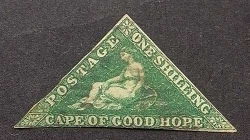 1855 1859 1 shilling dark green cape of good hope used no gum,