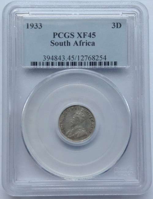 SA Union 3 Pence 1933 PCGS XF 45, Judge the Condition  Yourself!!