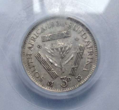 SA Union 3 Pence 1933 PCGS XF 45, Judge the Condition  Yourself!!