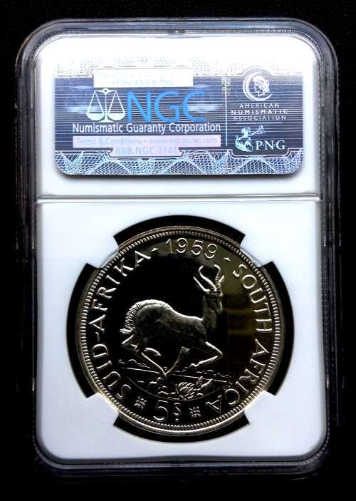 1959 S.A. Union 5 Shillings graded by NGC PF 66 very Rare