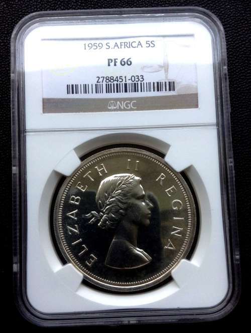 1959 S.A. Union 5 Shillings graded by NGC PF 66 very Rare