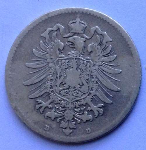 1881 D 1 Mark German Empire Silver Coin Eagle