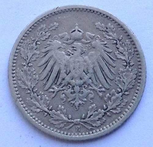 1905 E 1/2 Mark German Empire Silver Coin Eagle