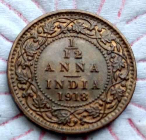 RARE 1918 BRITISH INDIA  1/12 ANNA AU/UNC