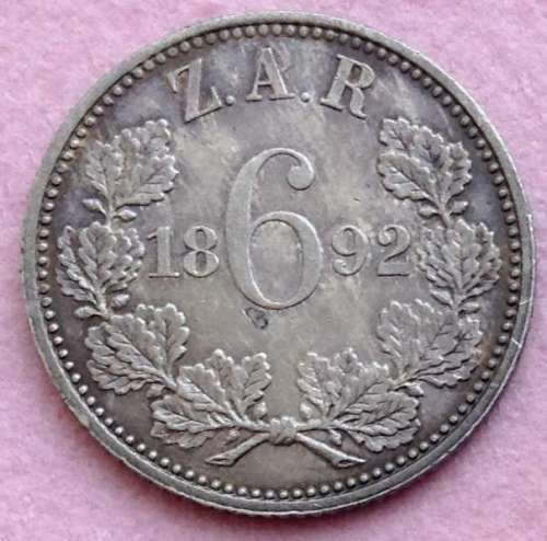 1892 ZAR 6 Pence Silver, condition !!!