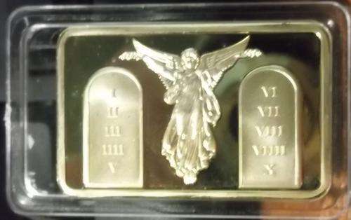 1 OZ BULLION-BAR JESUS AND ANGEL, BAR 24K GOLD PLATED "RARE"