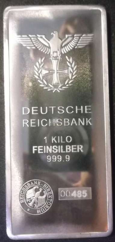 *NEW* 1 Kg German Third Reich Iron Cross Replica Silver Bar Copy not pur silver