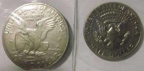 USA 1 DOLLAR EISENHOWER 1971 + USA 1/2 DOLLAR KENNEDY 1971