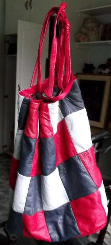 Genuine Leather Patchwork Handbag / Bucket Bag.