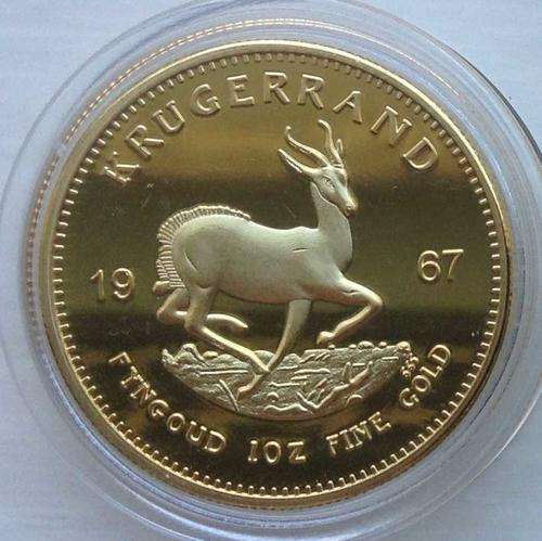 1967  SOUTH AFRICAN KRUGERRAND 24k GOLD PLATED COIN, NOT SOLID GOLD.