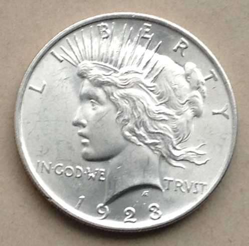 1923 UNITED STATES of AMERICA ONE $1 PEACE DOLLAR, AU-UNC, SILVER 26.7g