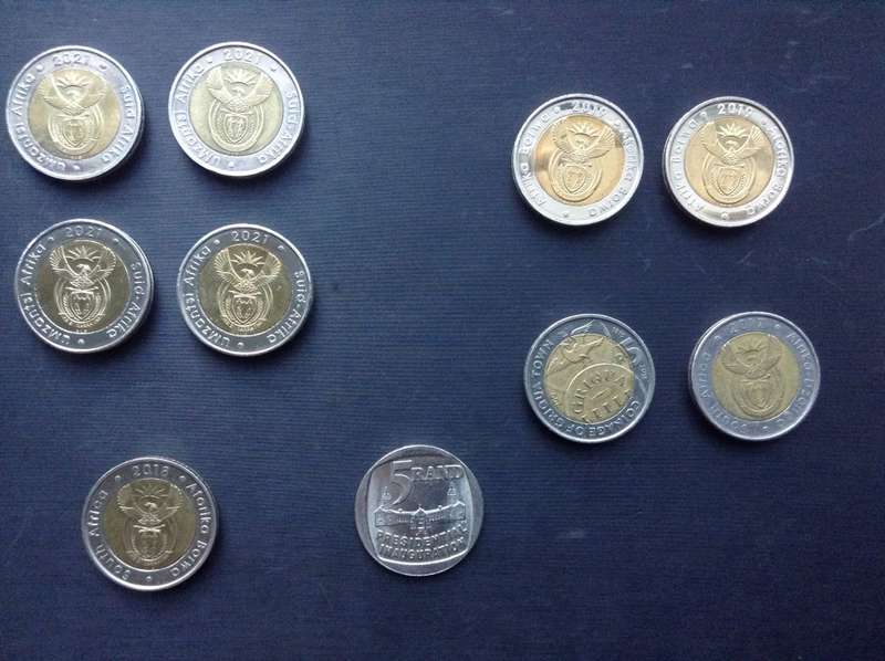 20 X Top Mixed 5 Rand Coins A/UNC  incl. used  collection book.