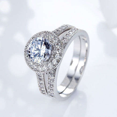 *****ELEGANT & BEAUTIFUL***** SAPPHIRE 2.55ct & ZIRCON OVAL 2pc 925 (STAMPED) SILVER RING SIZE 8(Q)
