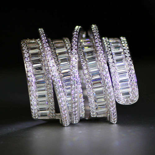 *****WOW!!!!***** 2.55ct SAPPHIRE& ZIRCON STATEMENT 925 (STAMPED) SILVER RING SIZE 7 1/2 (O 1/2)