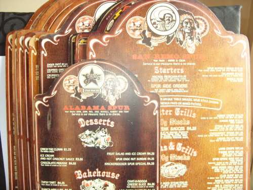 Vintage Spur Restaurant wooden menus X 10