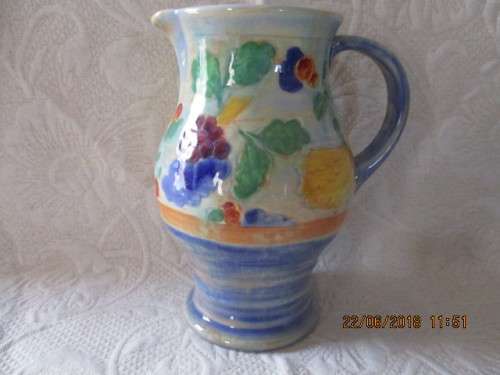 Royal Doulton Jug - glazed over handpainted fruit - 193 mm high