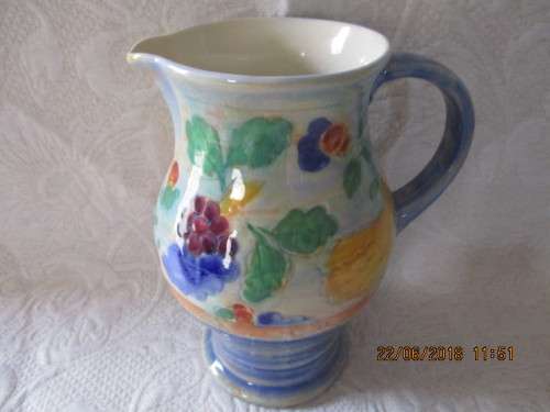 Royal Doulton Jug - glazed over handpainted fruit - 193 mm high