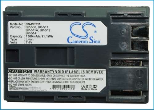 Camera Battery  CS-BP511  for  CANON BP-511  etc
