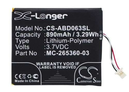Ebook, eReader Battery  CS-ABD063SL  for  AMAZON Kindle 7  etc