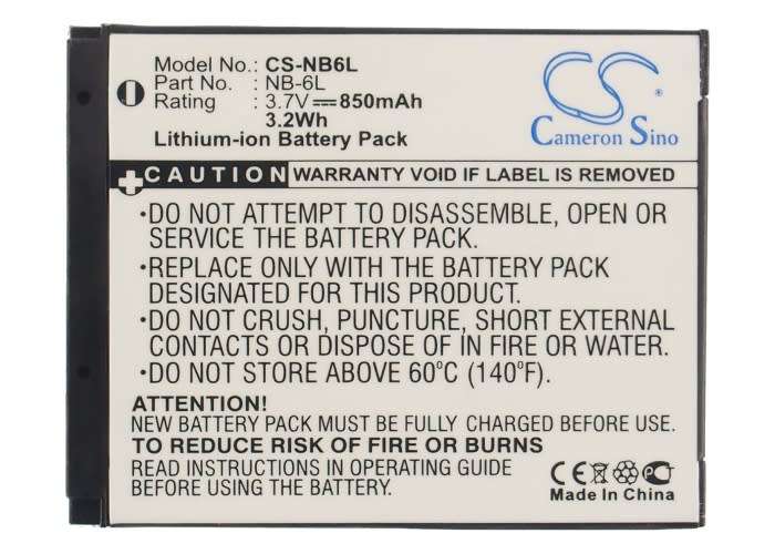 Camera Battery CS-NB6L for CANON Digital IXUS 200 IS etc.
