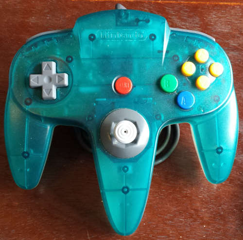 Official N64 Controller Two Tone Aqua Blue and Clear