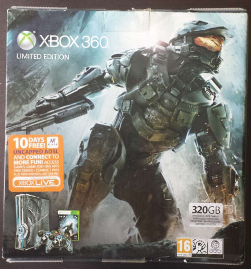 Boxed 320GB Xbox 360 Console Halo 4 Limited Edition + x2 Matching Controllers