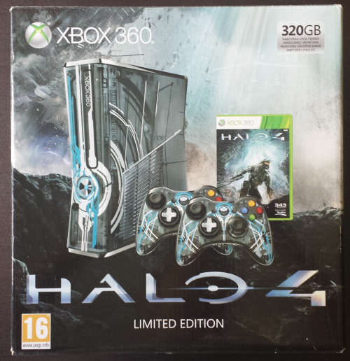 Boxed 320GB Xbox 360 Console Halo 4 Limited Edition + x2 Matching Controllers