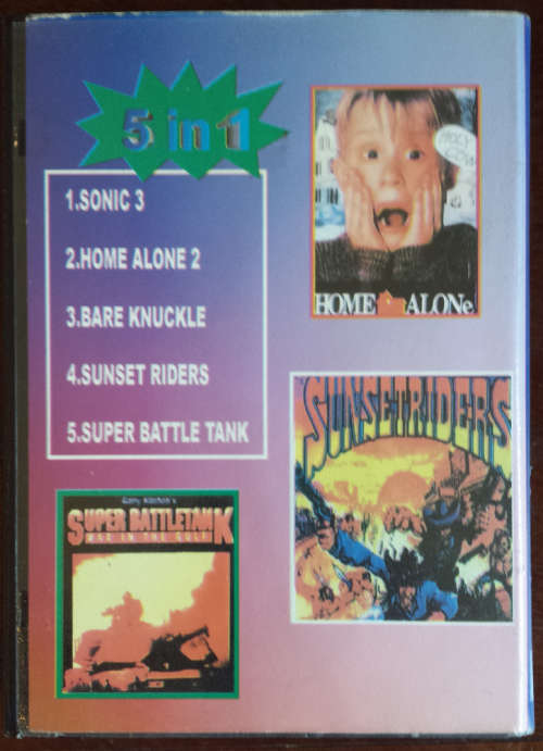 5 in 1 - Sonic 3, Home Alone 2, Bare Knuckle, Sunset Riders, Super Battle Tank - Mega Drive