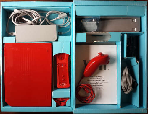 Boxed Red Limited Edition Wii Console, Original Remote Controller, Nunchuk + Cables