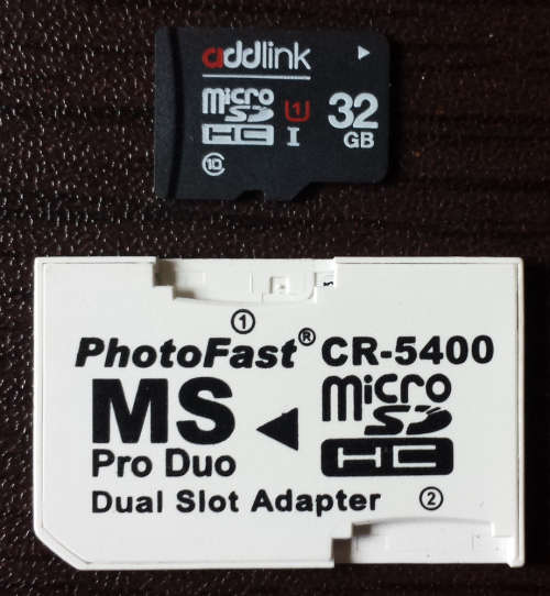 32GB Micro SD HC Memory Card + Pro Duo / Micro SD HC Dual Slot Adapter - PSP
